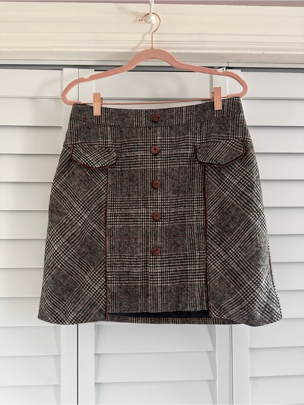NWT Bagatelle Collection Plaid Button-Front A-Line Skirt